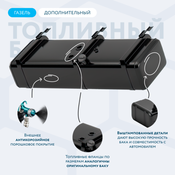 Бензобак 100 литров Газель дополнительный АНТИКОР
